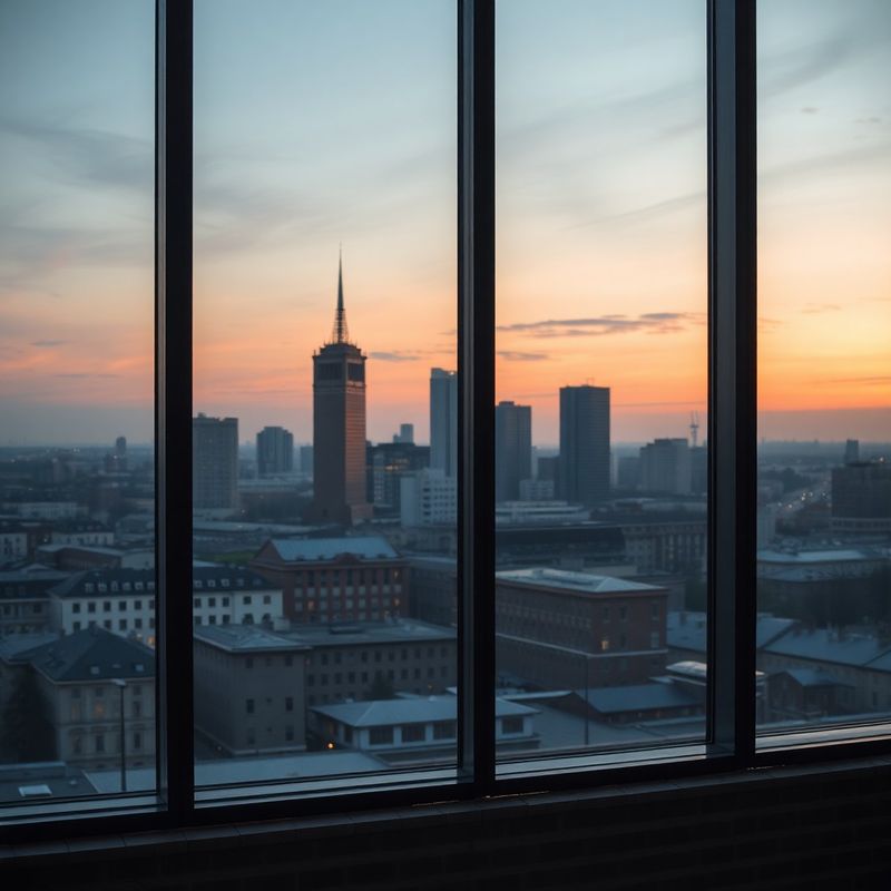 Panorama Warszawy o zmierzchu widziana z biura Atelier Kraków